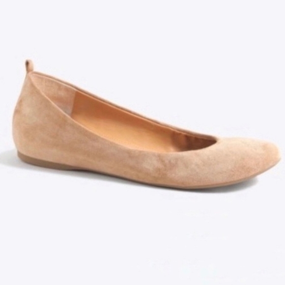 J.Crew Beige Scrunched Faux Suede Ballet Flats 10